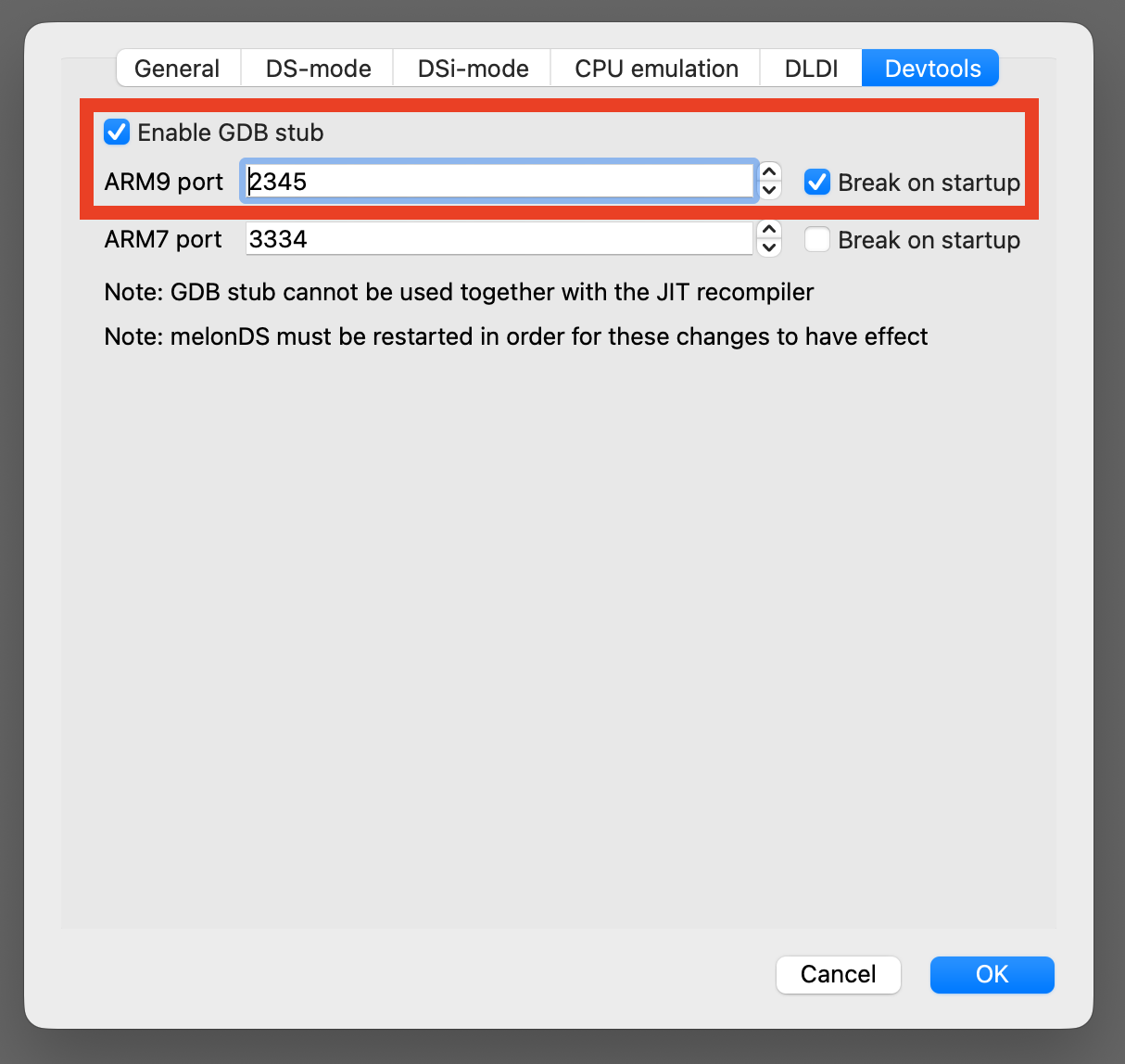melonDS debug setup